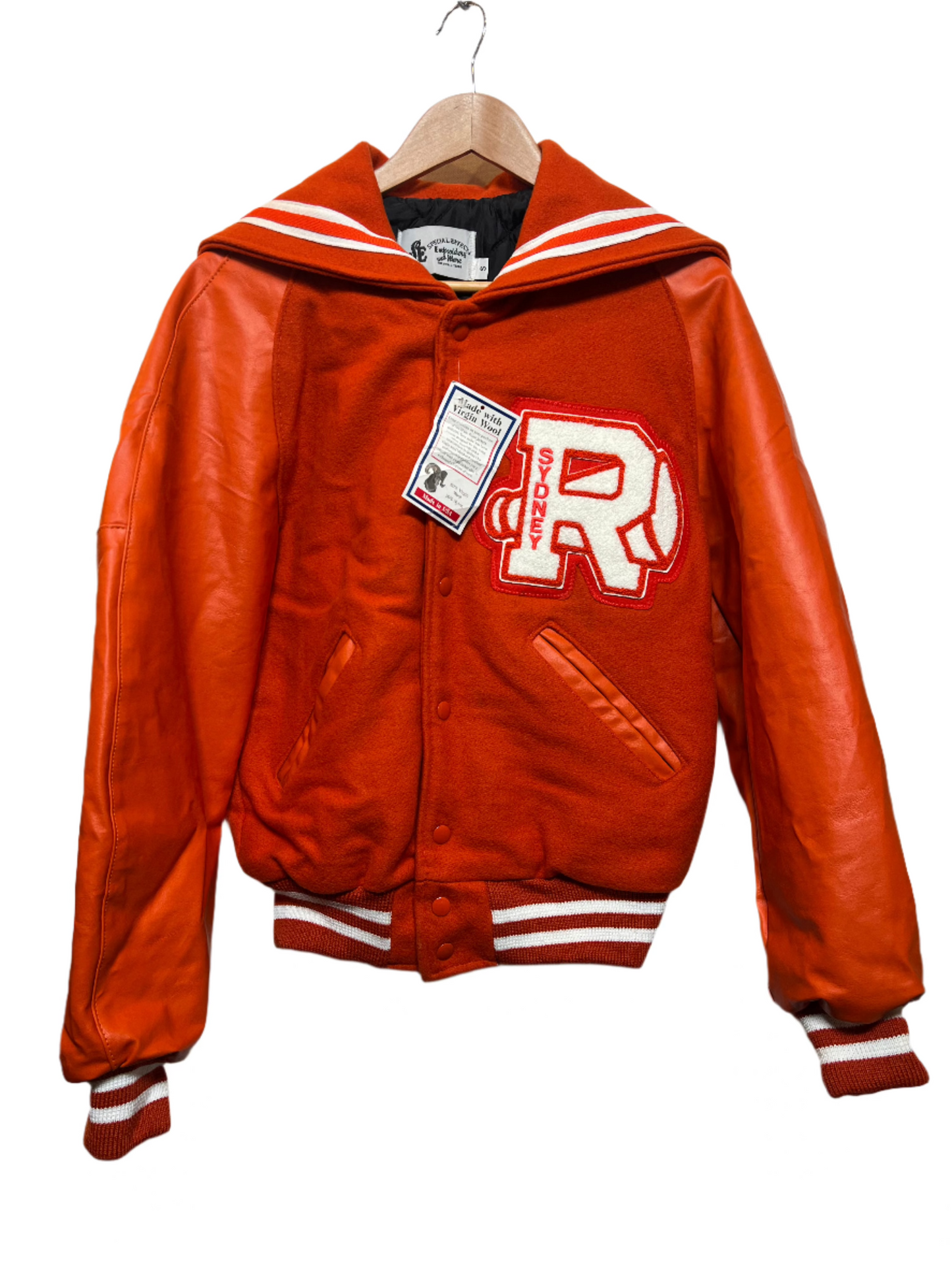 Mens Orange Varsity Jacket (Size S)