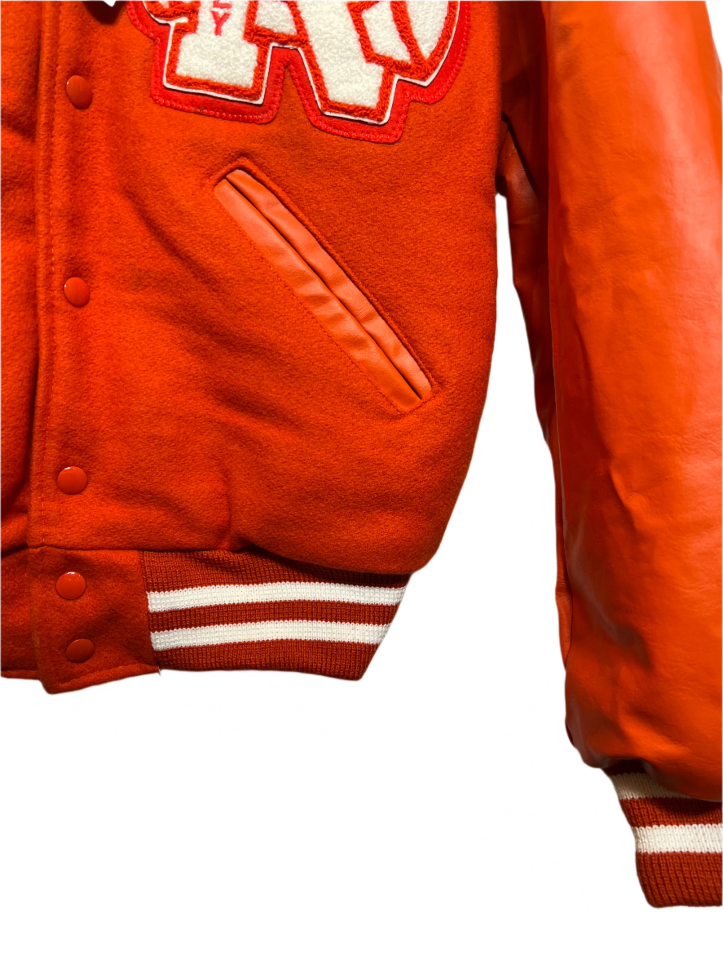 Mens Orange Varsity Jacket (Size S)