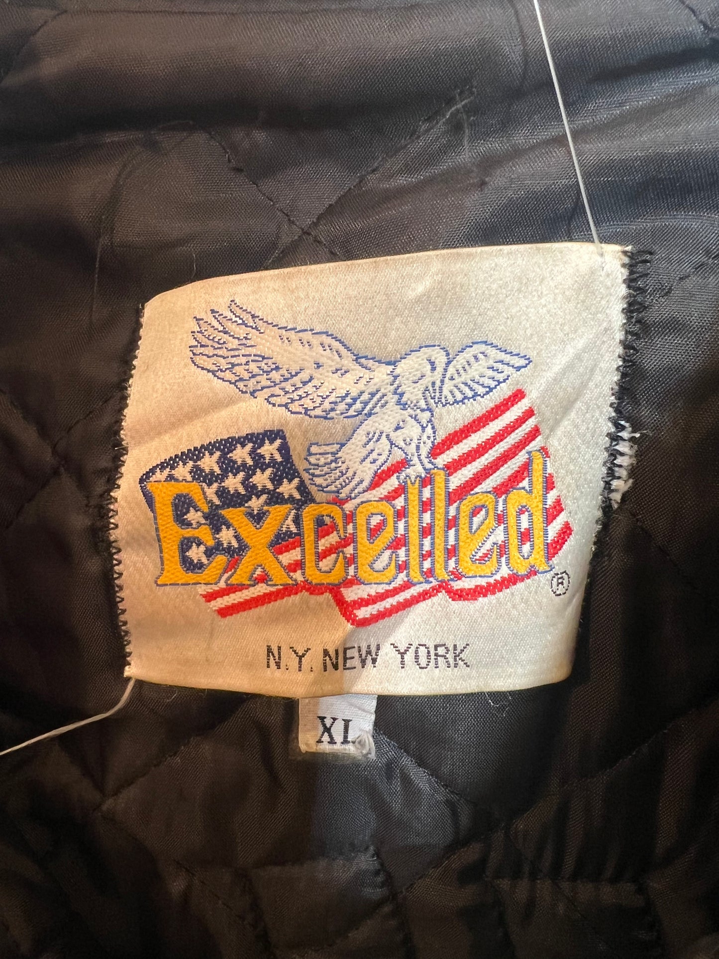 Excelled New York Mens Black Varsity Jacket (Size L)