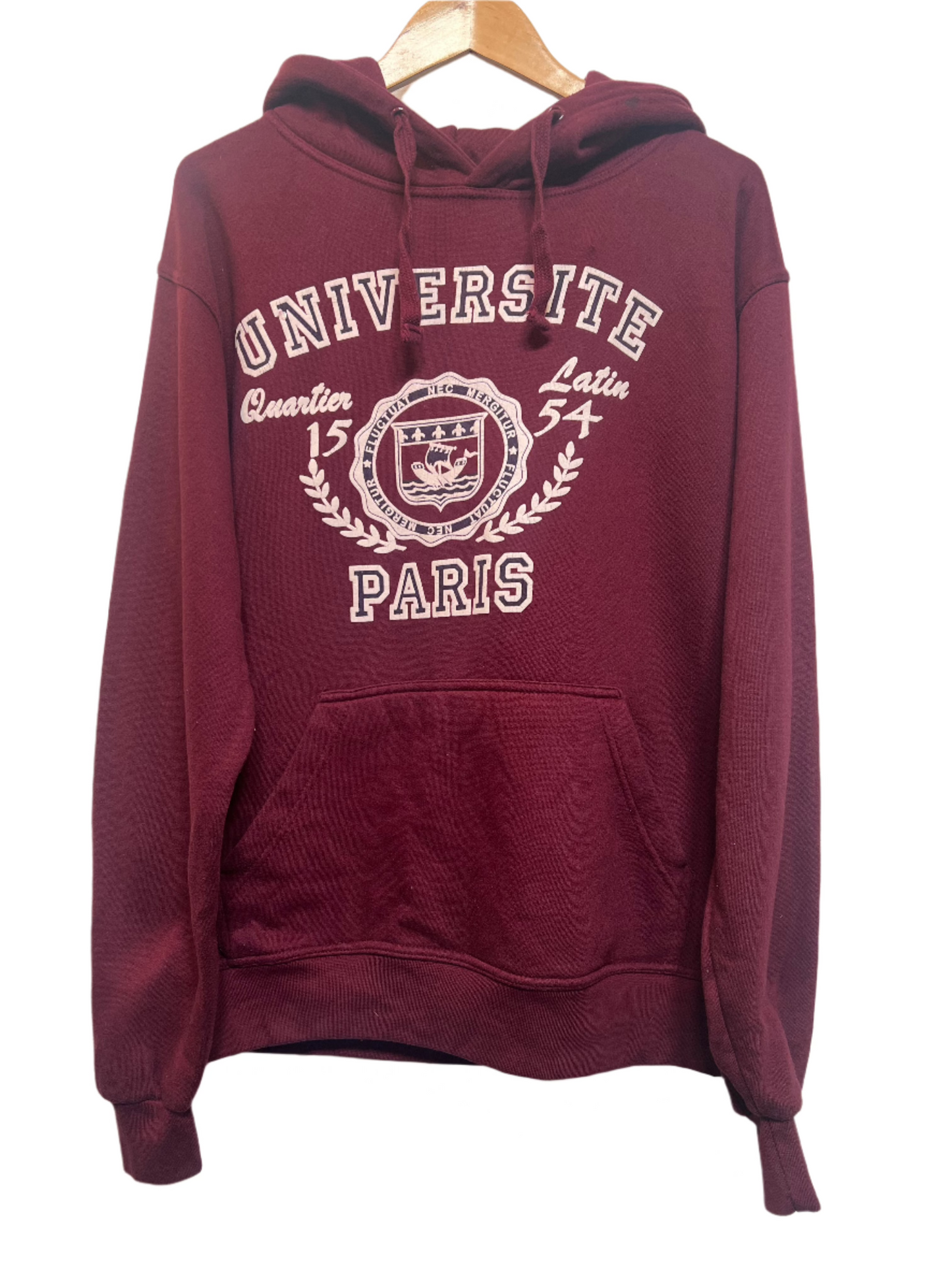 University Of Paris Mens Burgundy Hoodie (Size XL)