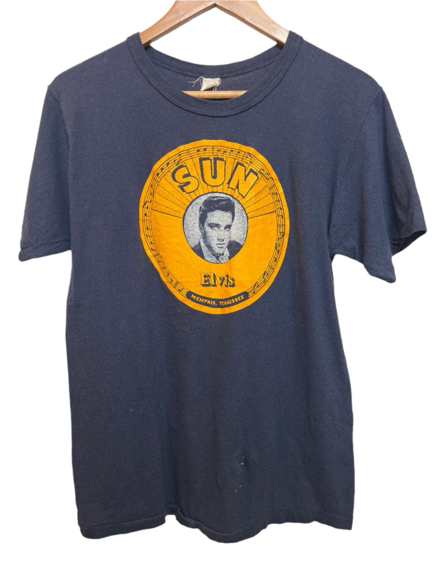 Elvis Mens Navy T Shirt (Size L)