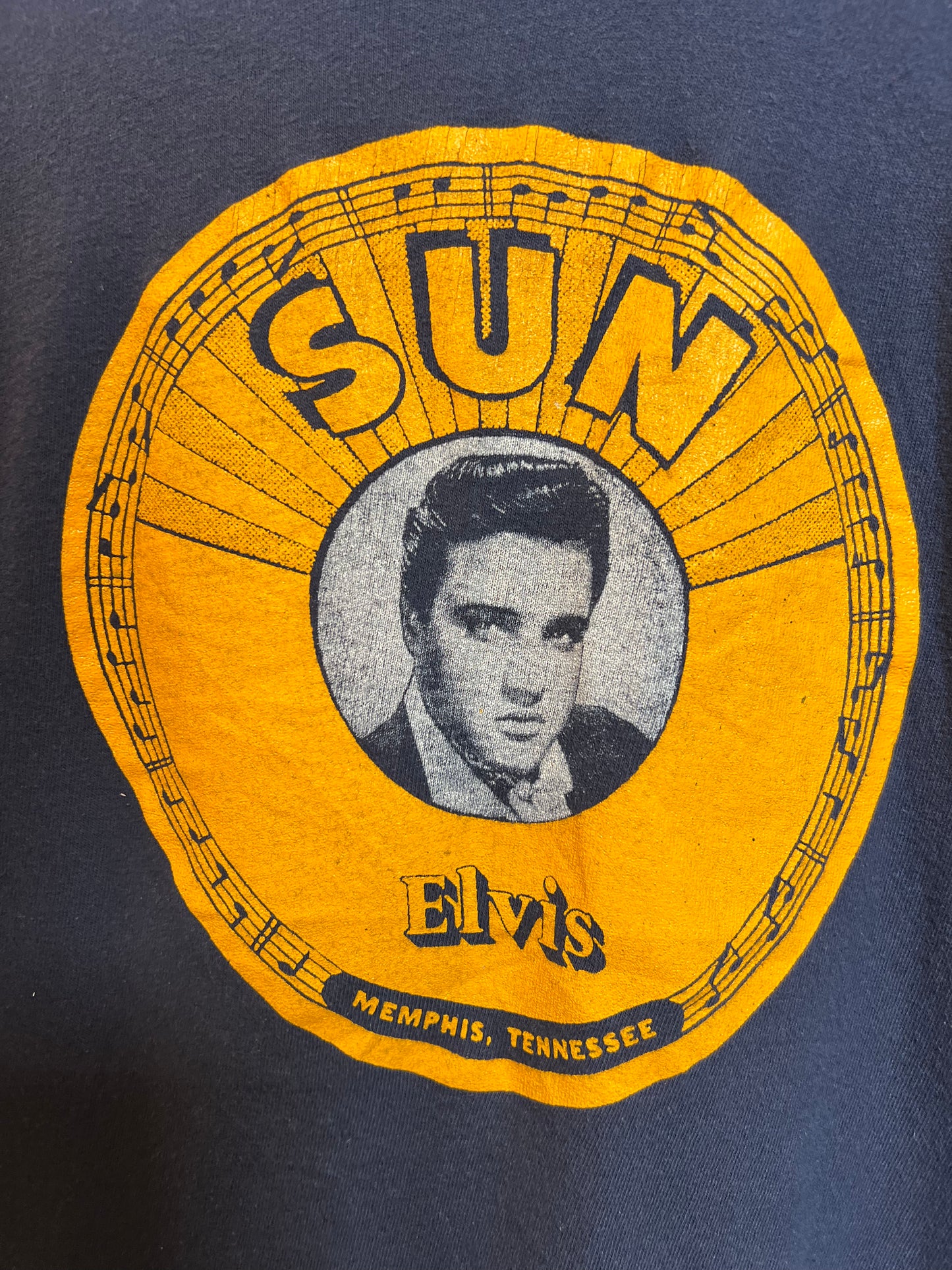 Elvis Mens Navy T Shirt (Size L)