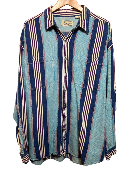 Arizona Mens Blue Striped Shirt (Size XL)