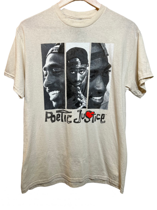 Poetic Justice Mens White T Shirt (Size L)