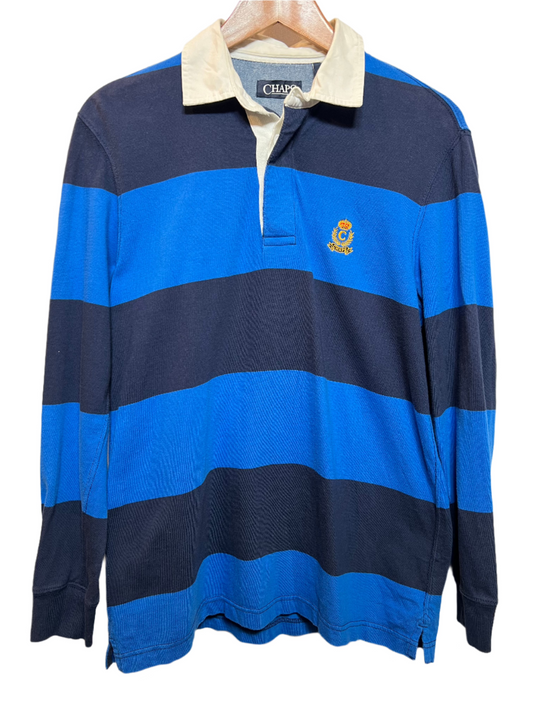 Chaps Mens Blue Striped Rugby Polo (Size L)