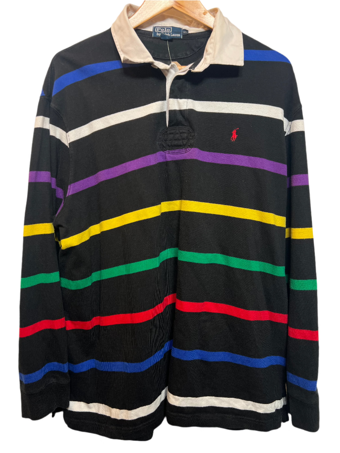 Polo Ralph Lauren Black Striped Rugby Polo (Size XL)