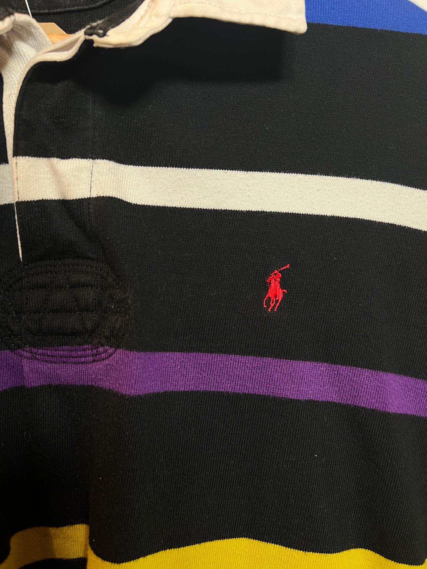 Polo Ralph Lauren Black Striped Rugby Polo (Size XL)