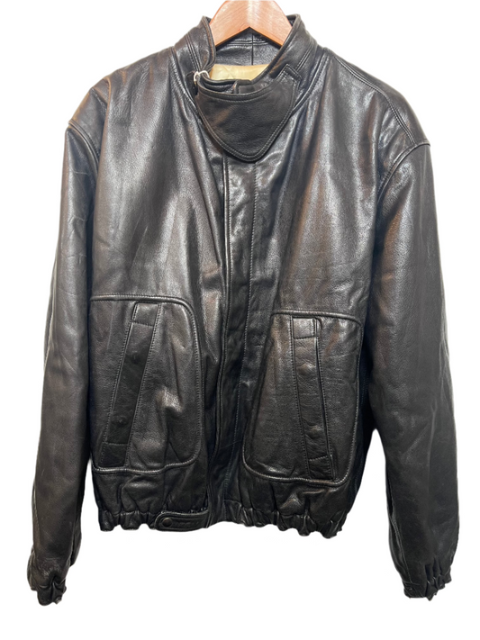 Giorgio Armani Black Leather Biker Jacket (Size M)