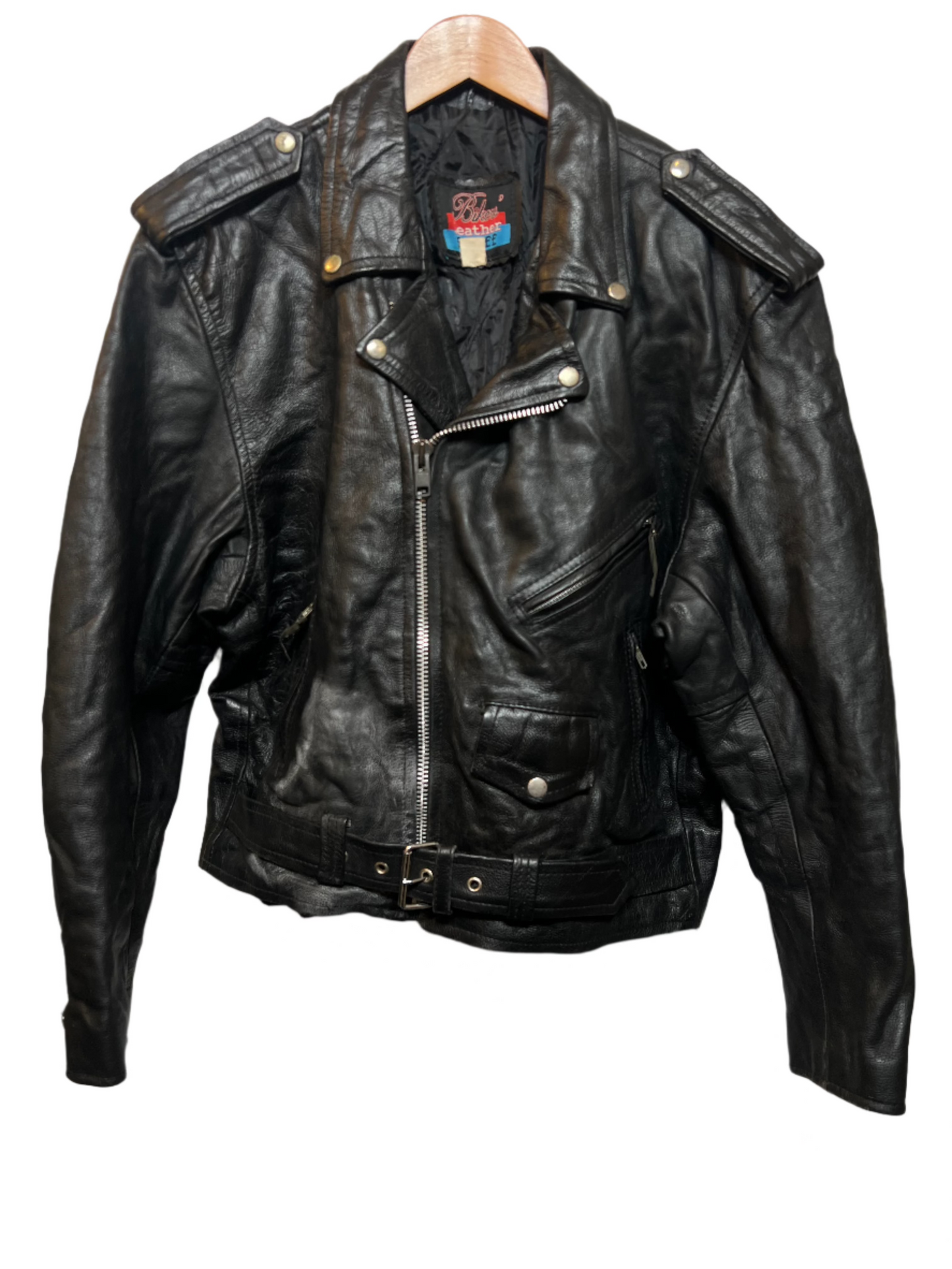 Leather Stuff Black Leather Biker Jacket (Size M)