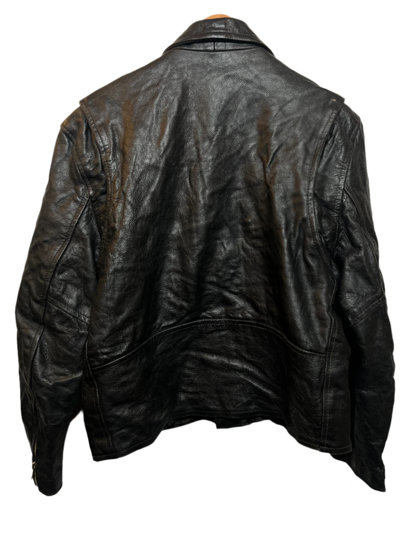 Leather Stuff Black Leather Biker Jacket (Size M)