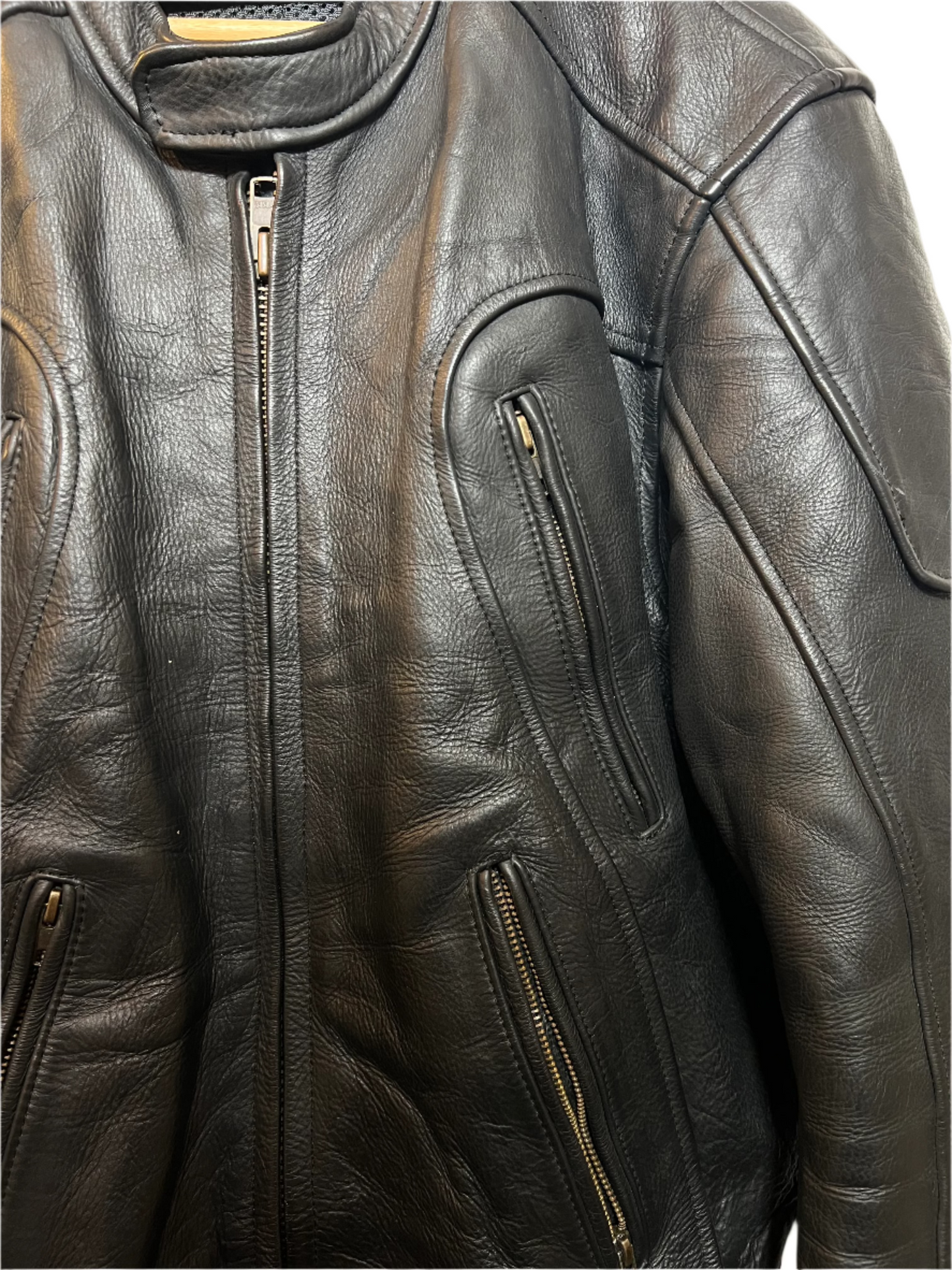 River Road Mens Black Leather Biker Jacket (Size L)