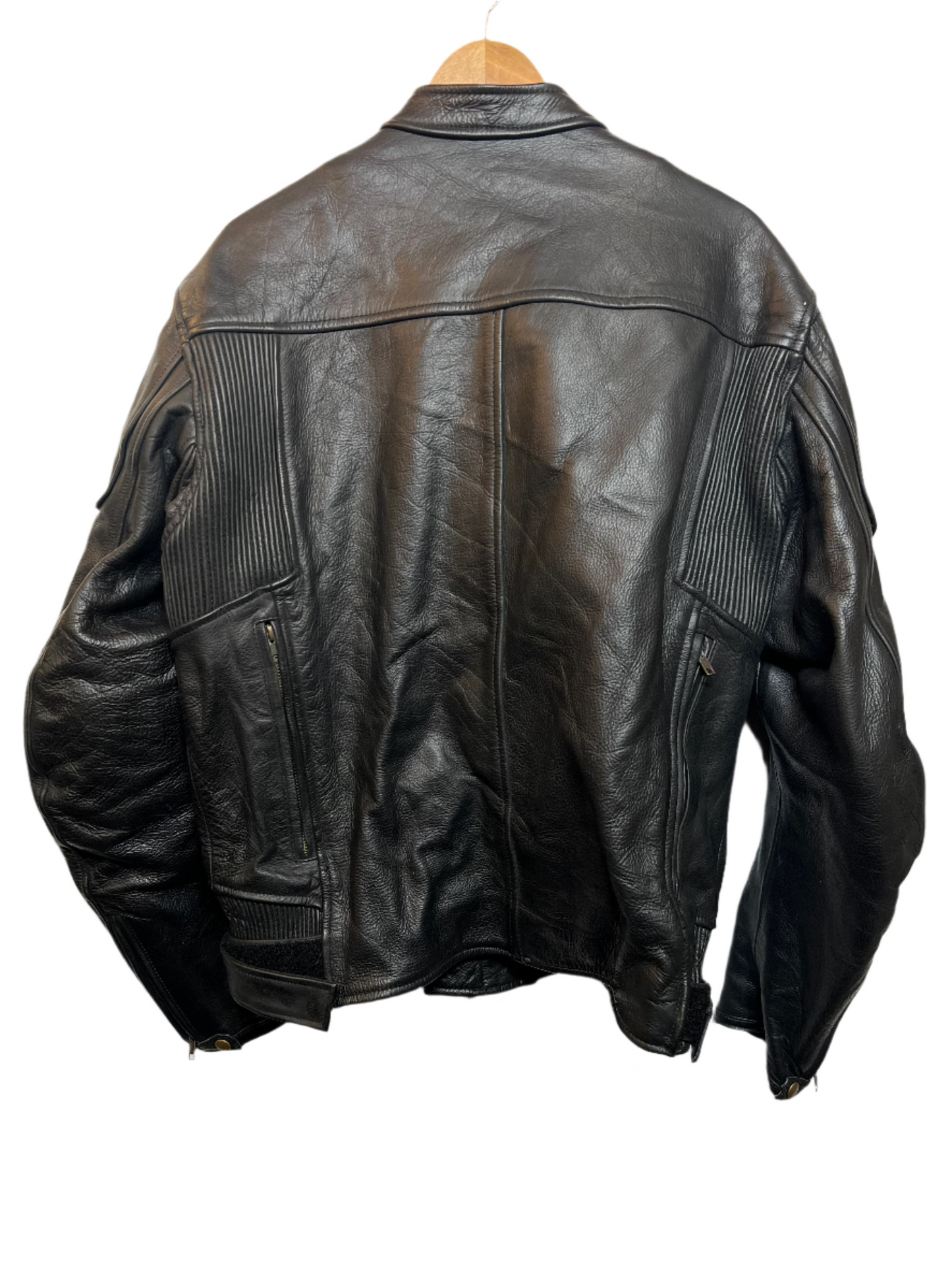 River Road Mens Black Leather Biker Jacket (Size L)