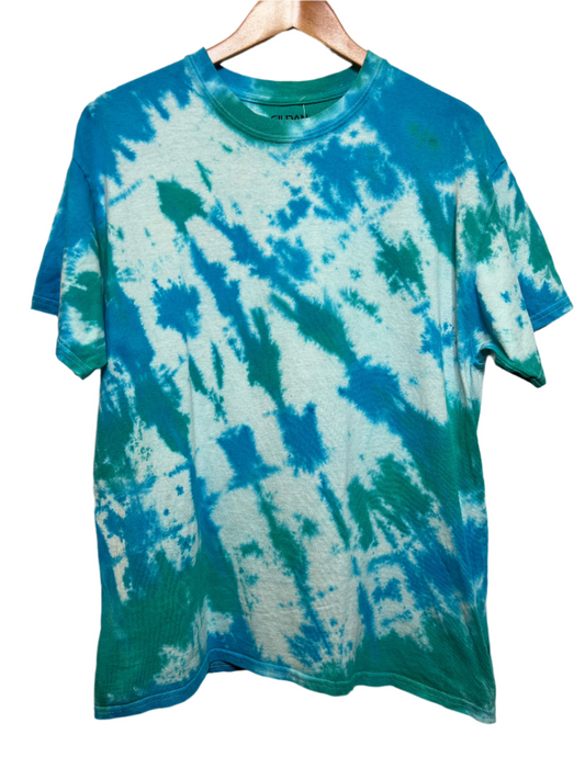 Blue White Mens Tie Dye Shirt (Size L)