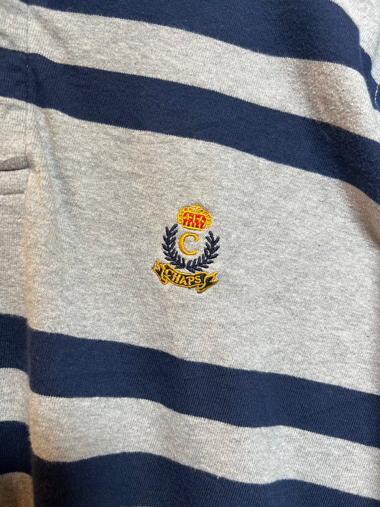 Chaps Mens Grey Striped Rugby Polo (Size L)