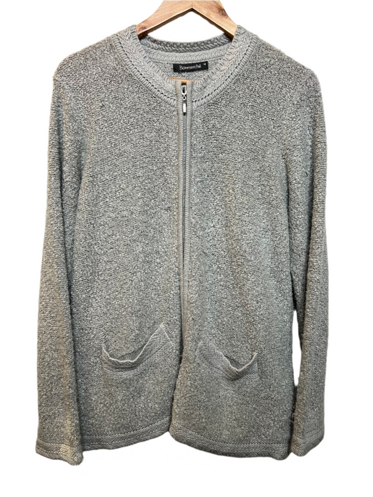 Bonmarche Grey Knitted Zipped Cardigan (Size M)