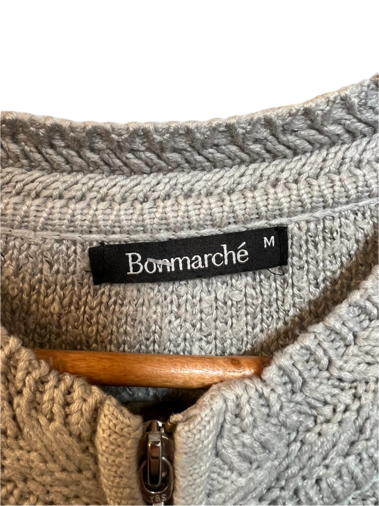 Bonmarche Grey Knitted Zipped Cardigan (Size M)