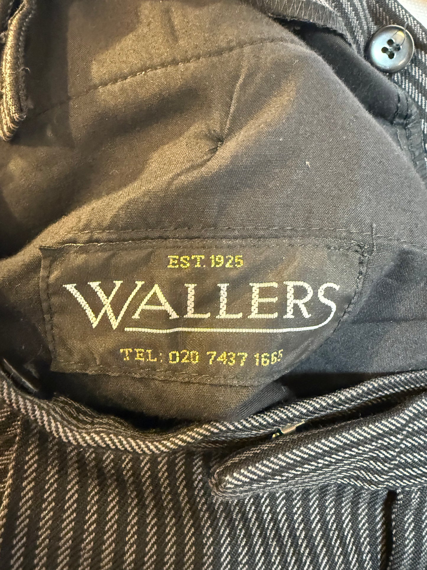 Wallers Mens Black Pinstripe Trousers (32x32)