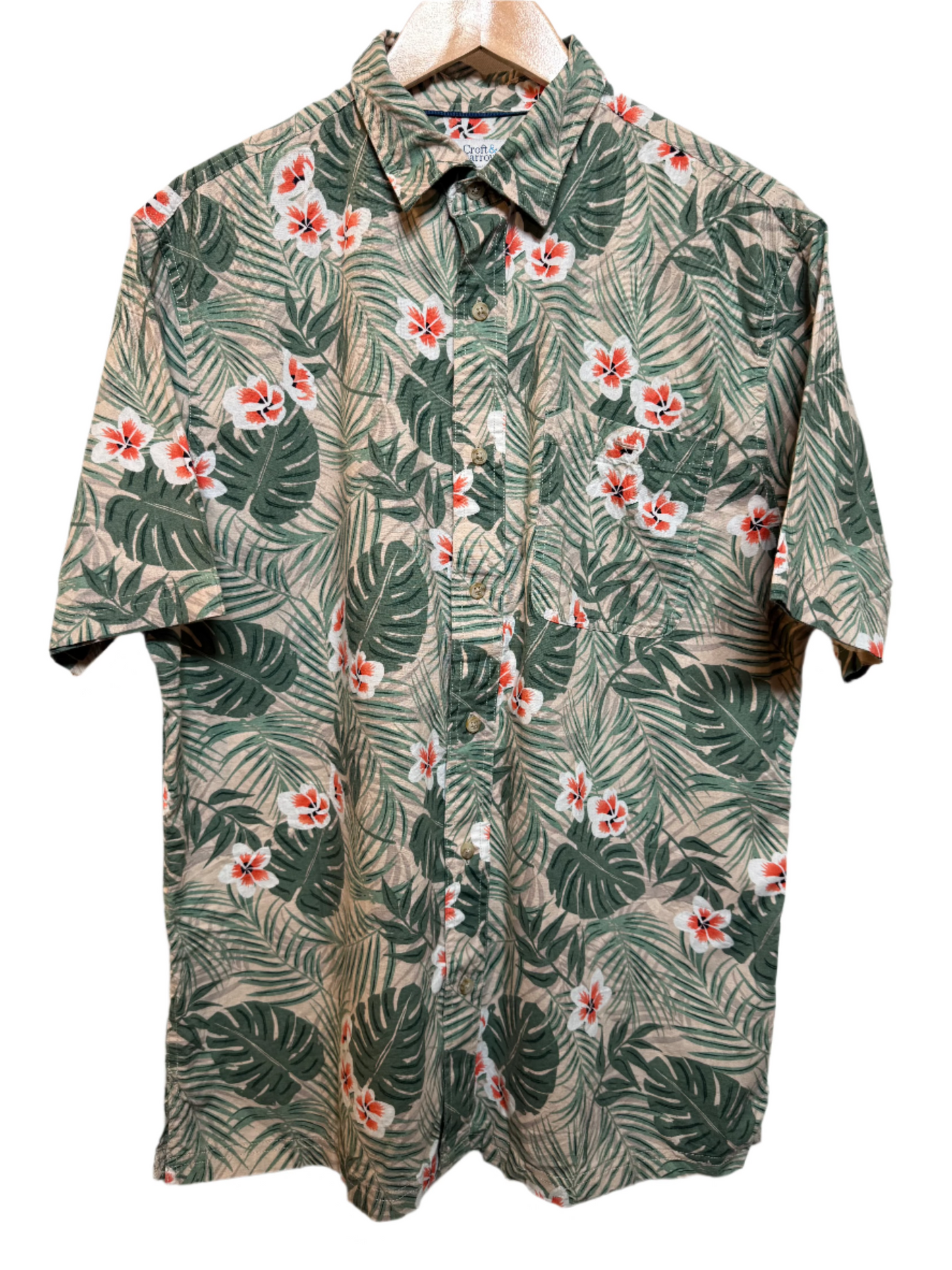 Croft & Barrow Mens Green Hawaii Shirt (Size L)
