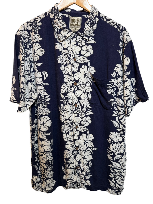 Classic Hawaiin Mens Navy Shirt (Size L)