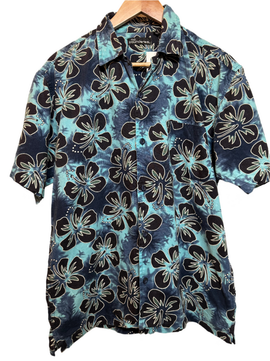 No Boundaries Mens Blue Hawaiian Shirt (Size M)