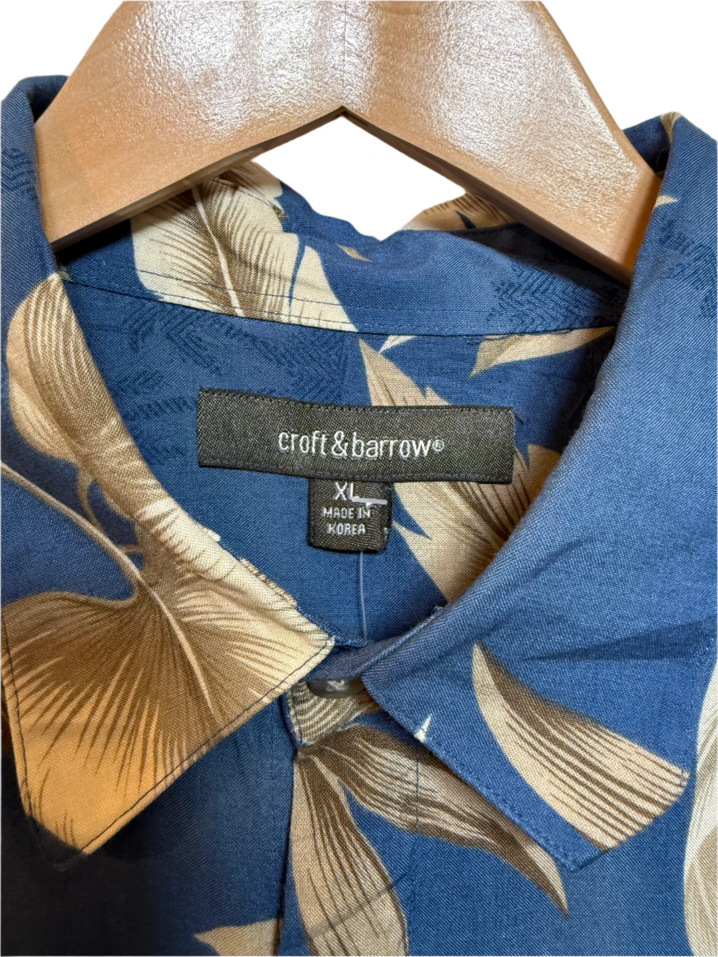 Croft & Barrow Mens Blue Hawaiian Shirt (Size XL)
