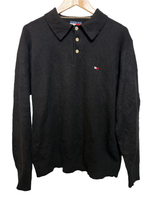 Tommy Hilfiger Women's Black Collared (Size L)