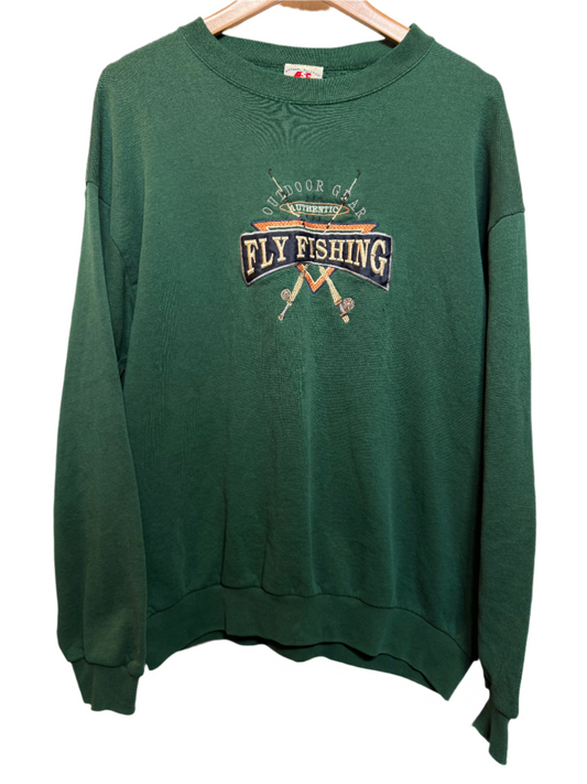 Fly Fishing Mens Green Sweatshirt (Size XL)