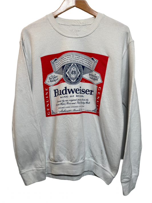 Budweiser Mens White Sweatshirt (Size S)