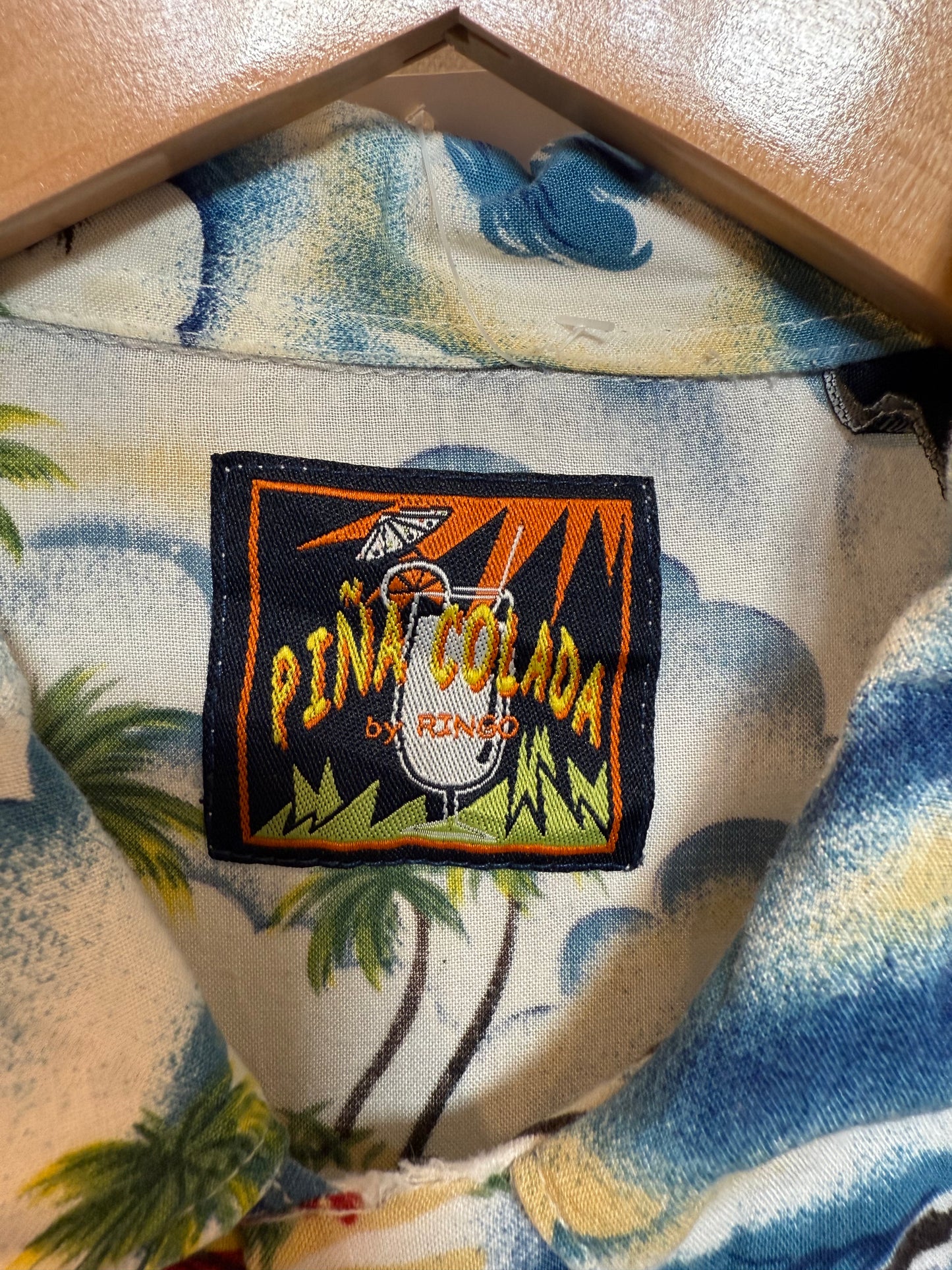 Pina Colada Mens Blue Hawaiin Shirt (Size L)