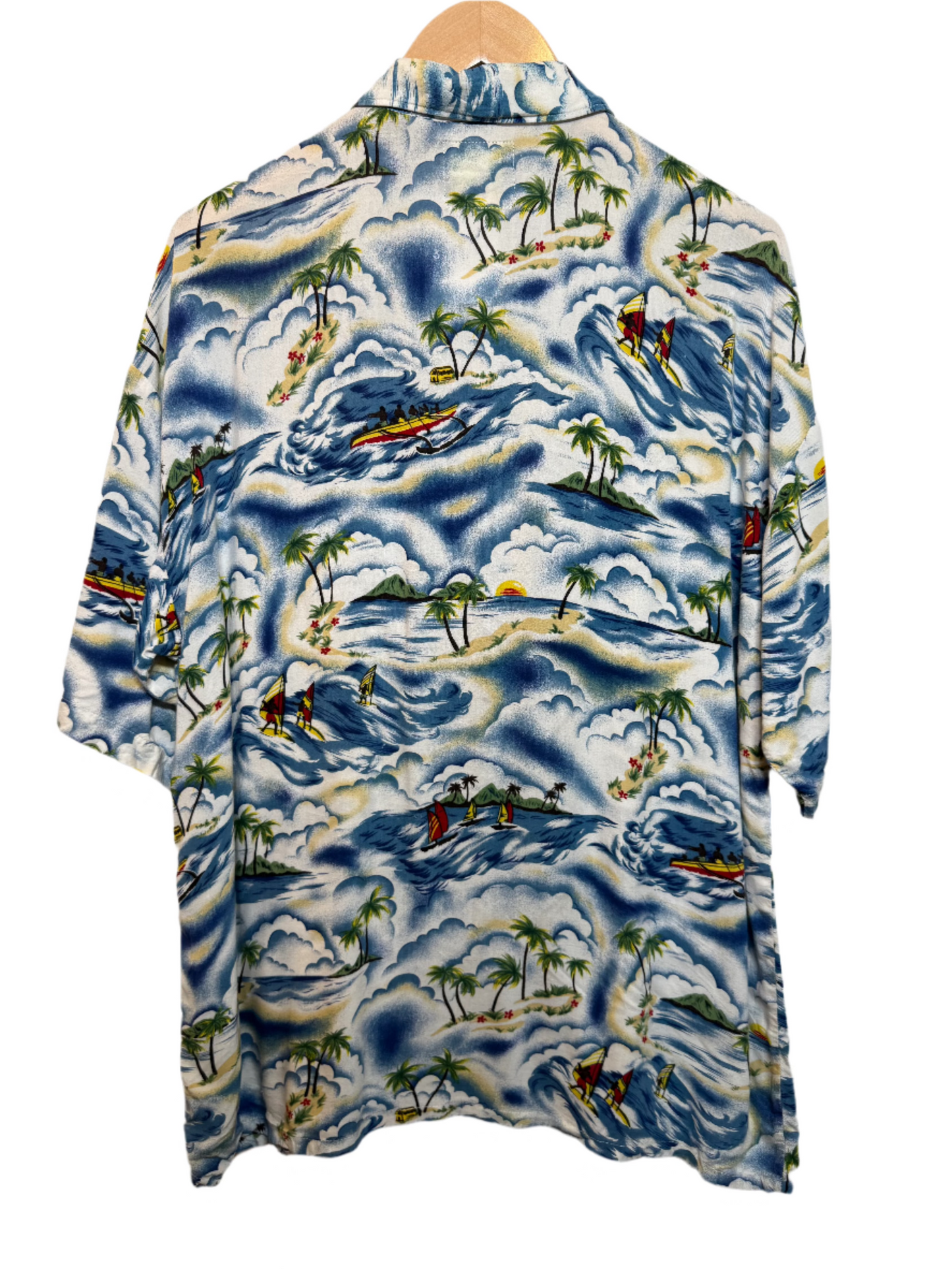 Pina Colada Mens Blue Hawaiin Shirt (Size L)