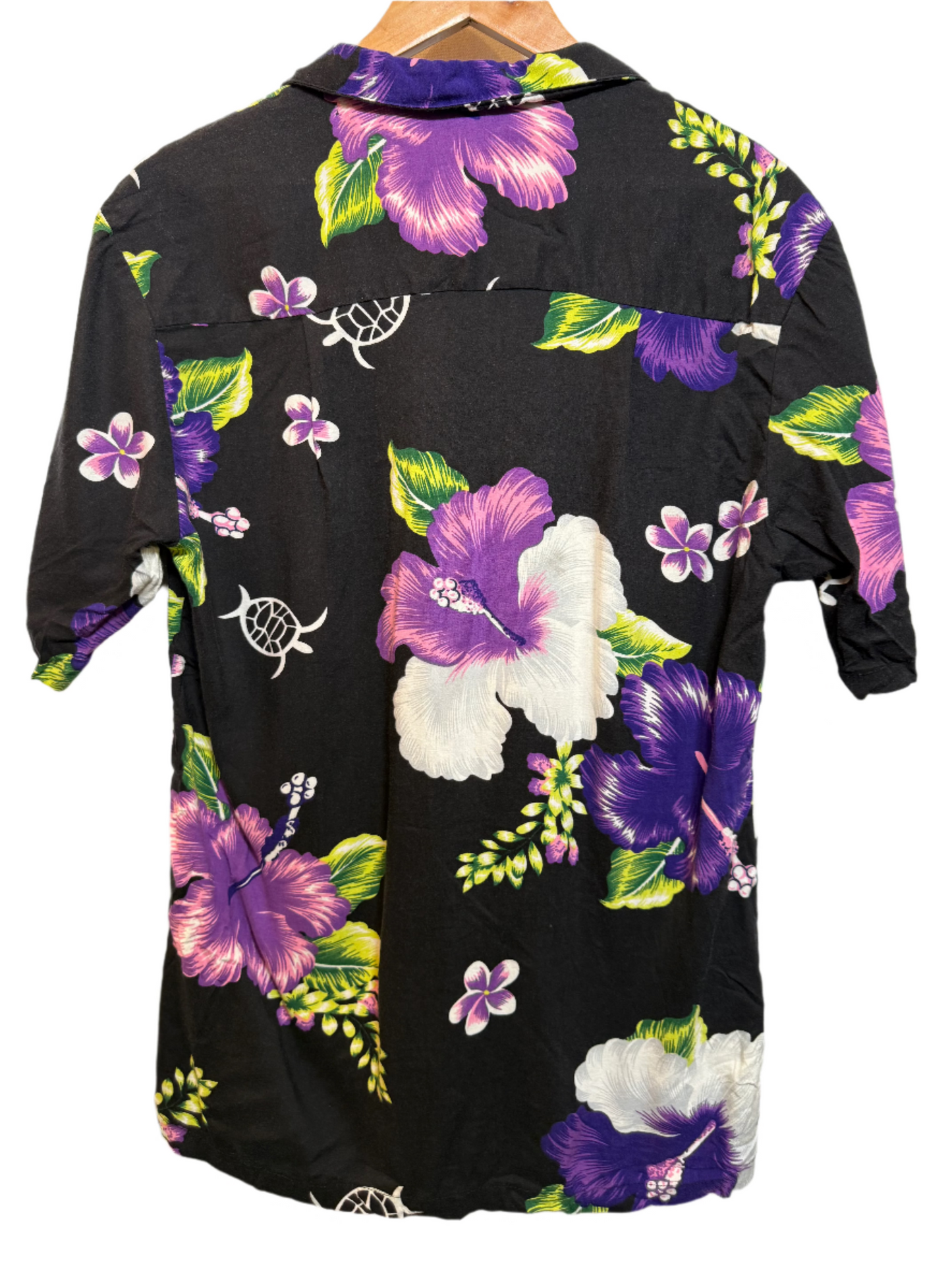 Black Floral Hawaiin Mens Shirt (Size S)