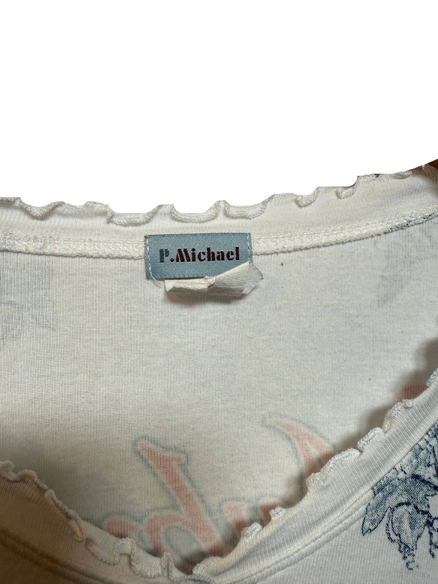 P.Micheal Auburn White Blouse Top (Size L)