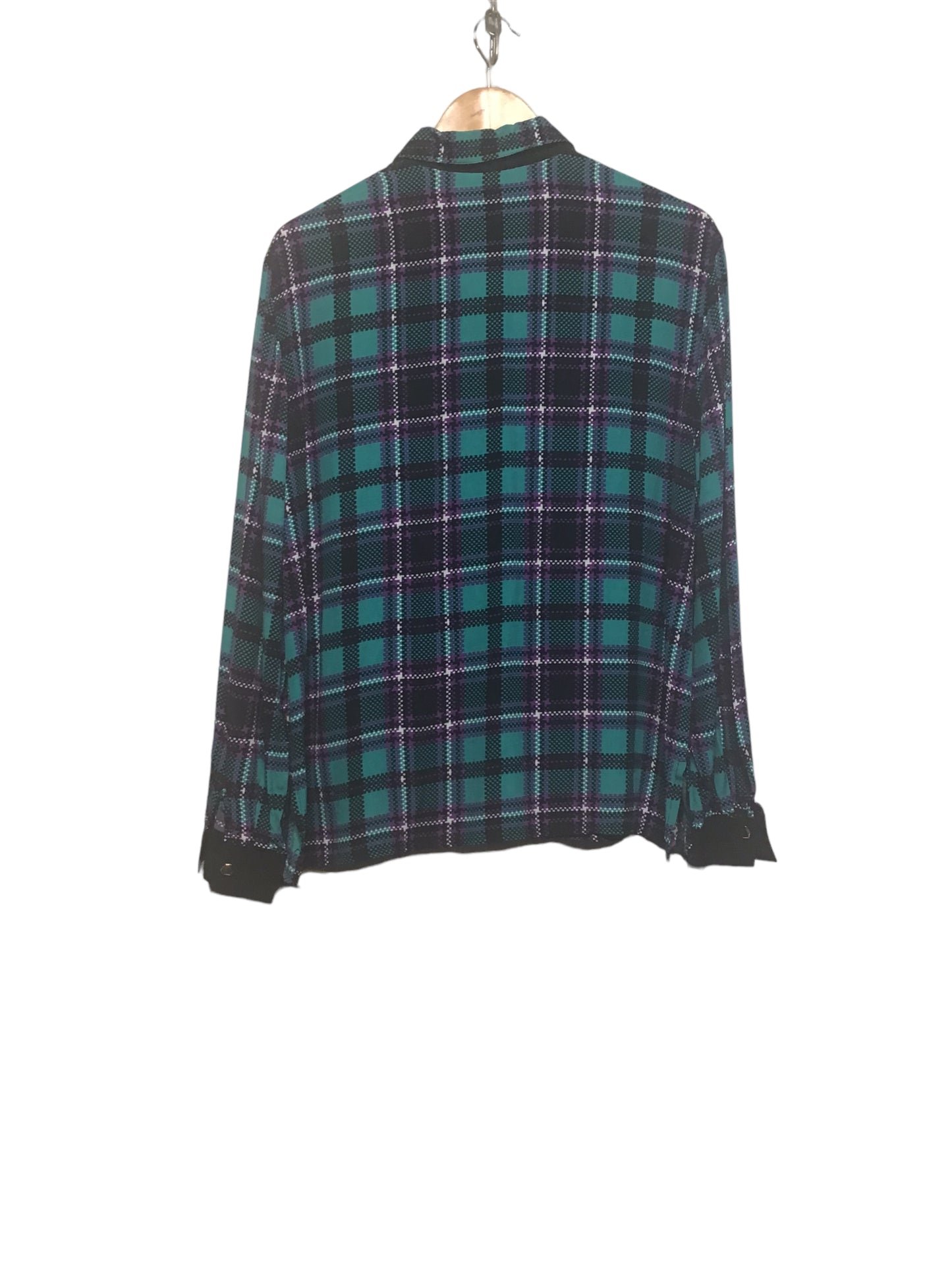 Tartan Design Blouse with Gold Buttons (Size L)