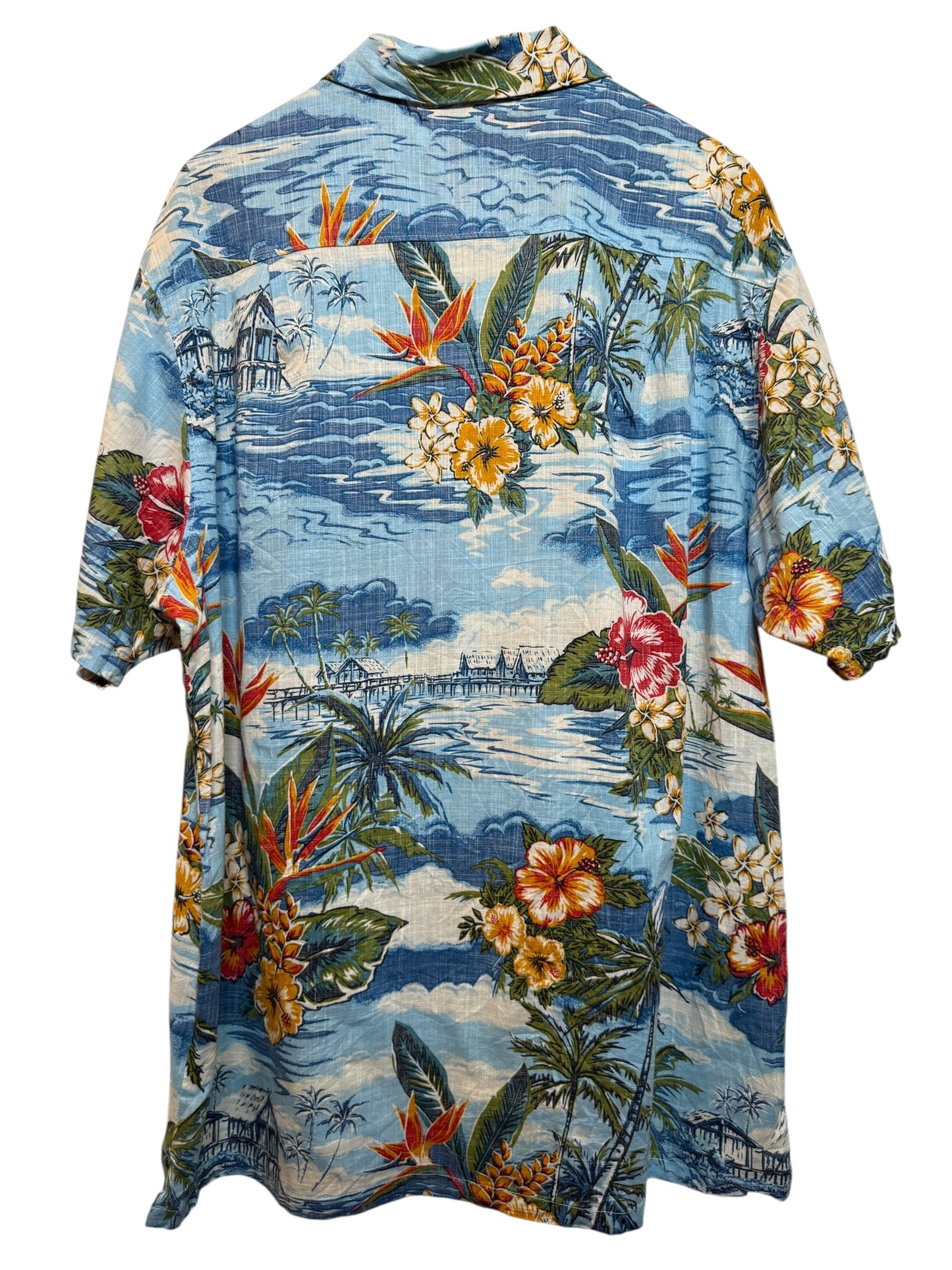 Red Head Mens Blue Hawaiin Shirt (Size XL)