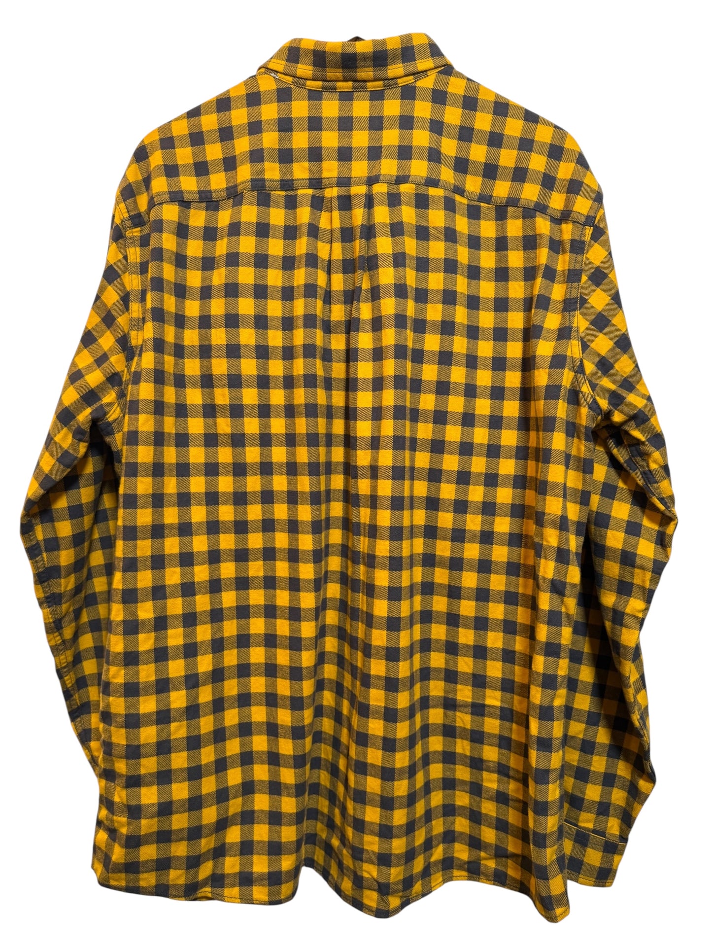 Eddie Bauer Mens Yellow Plaid Flannel Shirts (Size XL)