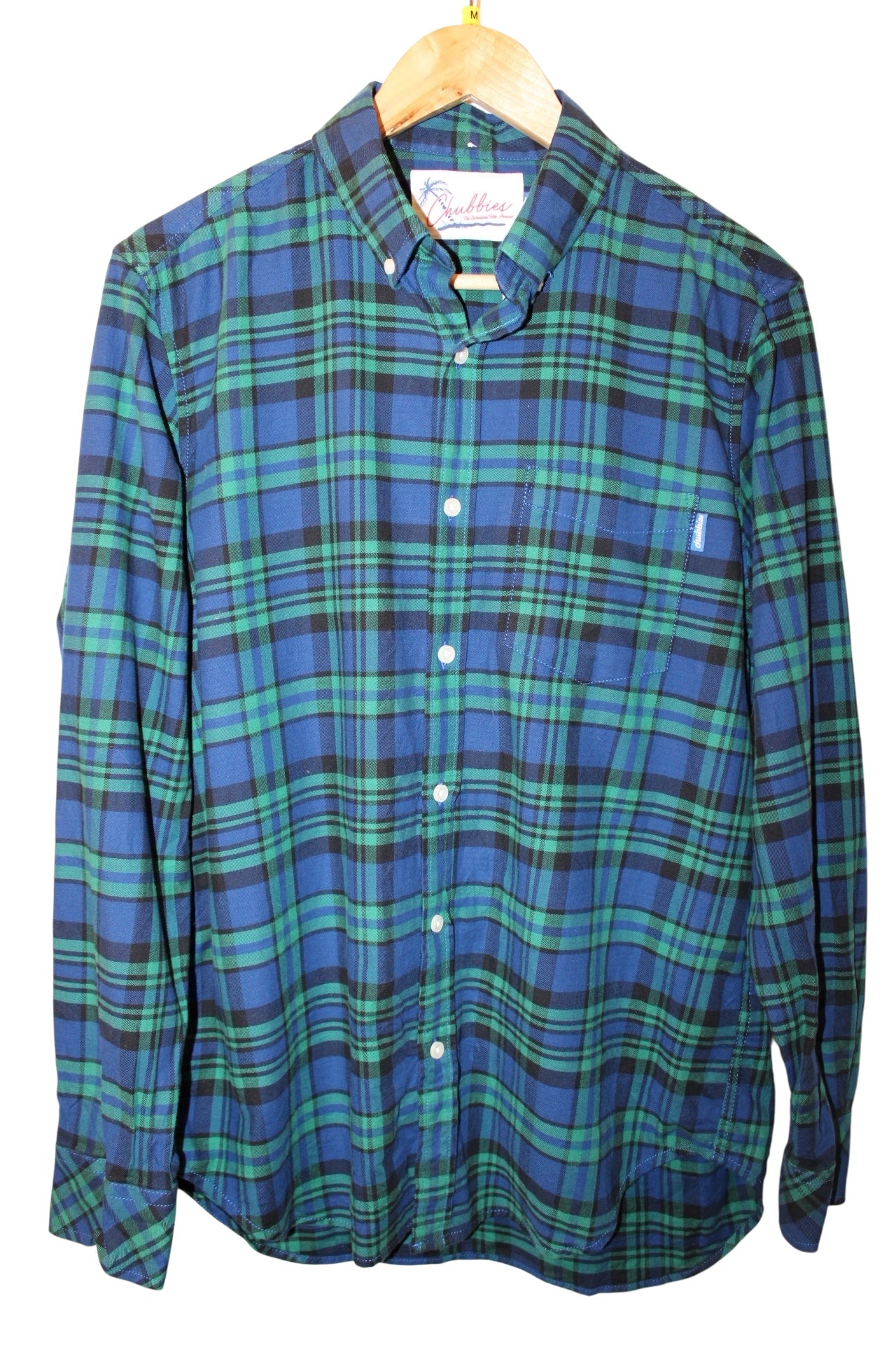 Chubbies Mens Navy Plaid Flannel Shirt (Size M)