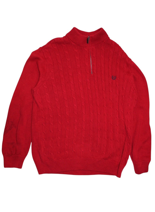 Chaps Ralph Lauren Mens Red Knitted Quarter Zip (Size XL)