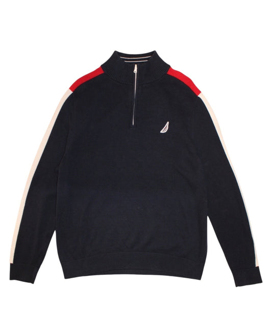 Nautica Mens Navy Quarter Zip (Size L)