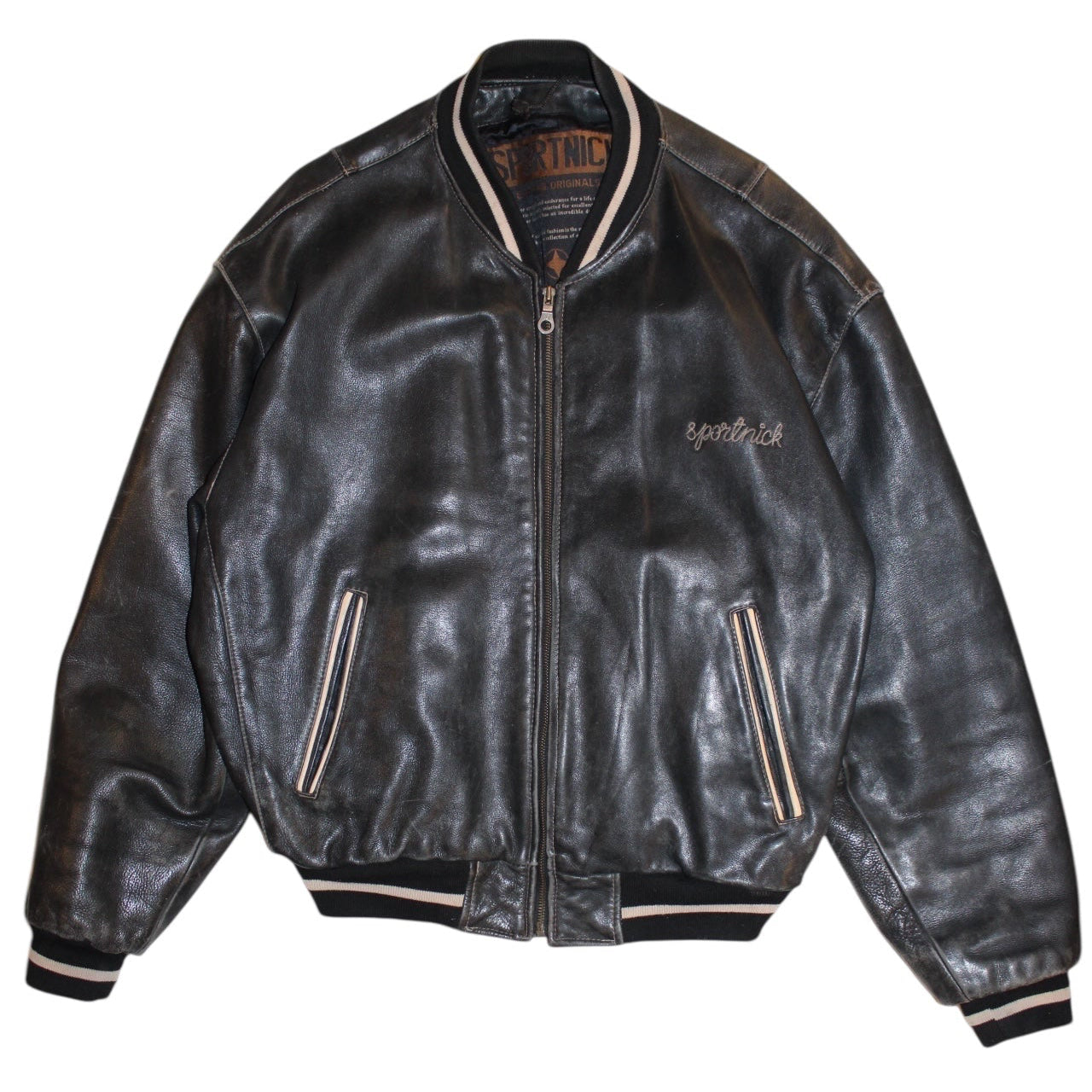 Sportnick Mens Leather Bomber Jacket (Size L)