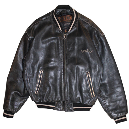 Sportnick Mens Leather Bomber Jacket (Size L)
