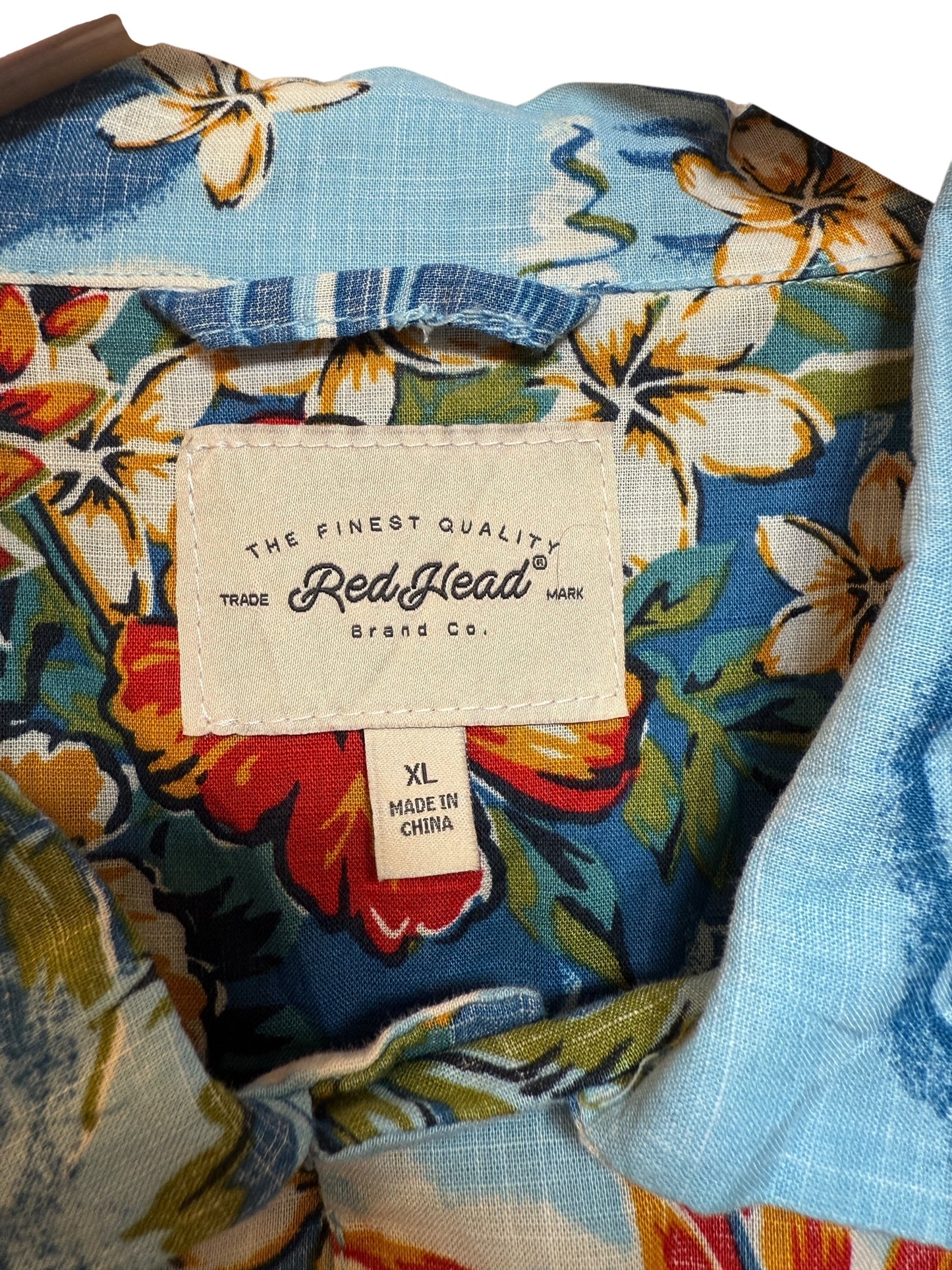 Red Head Mens Blue Hawaiin Shirt (Size XL)