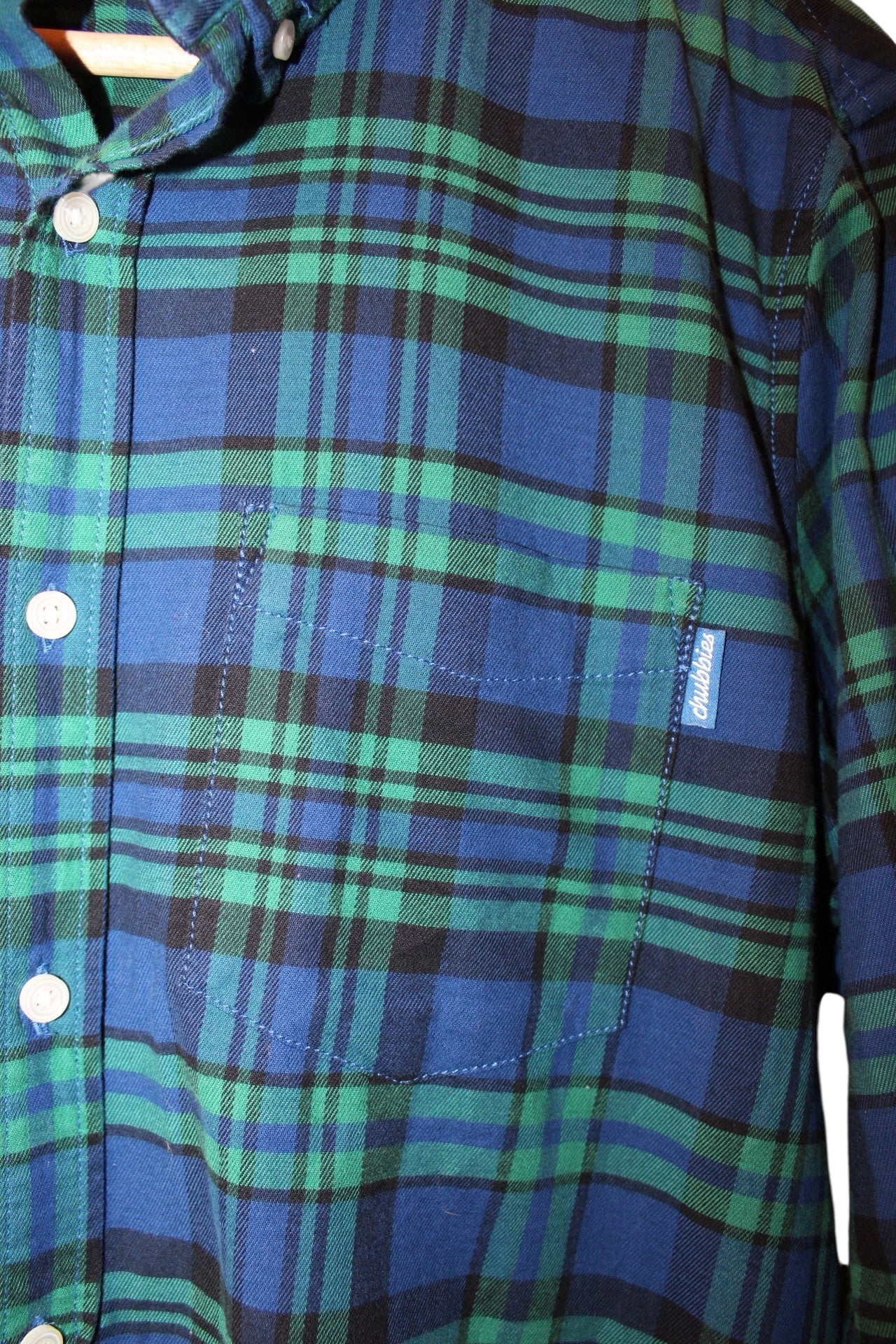 Chubbies Mens Navy Plaid Flannel Shirt (Size M)