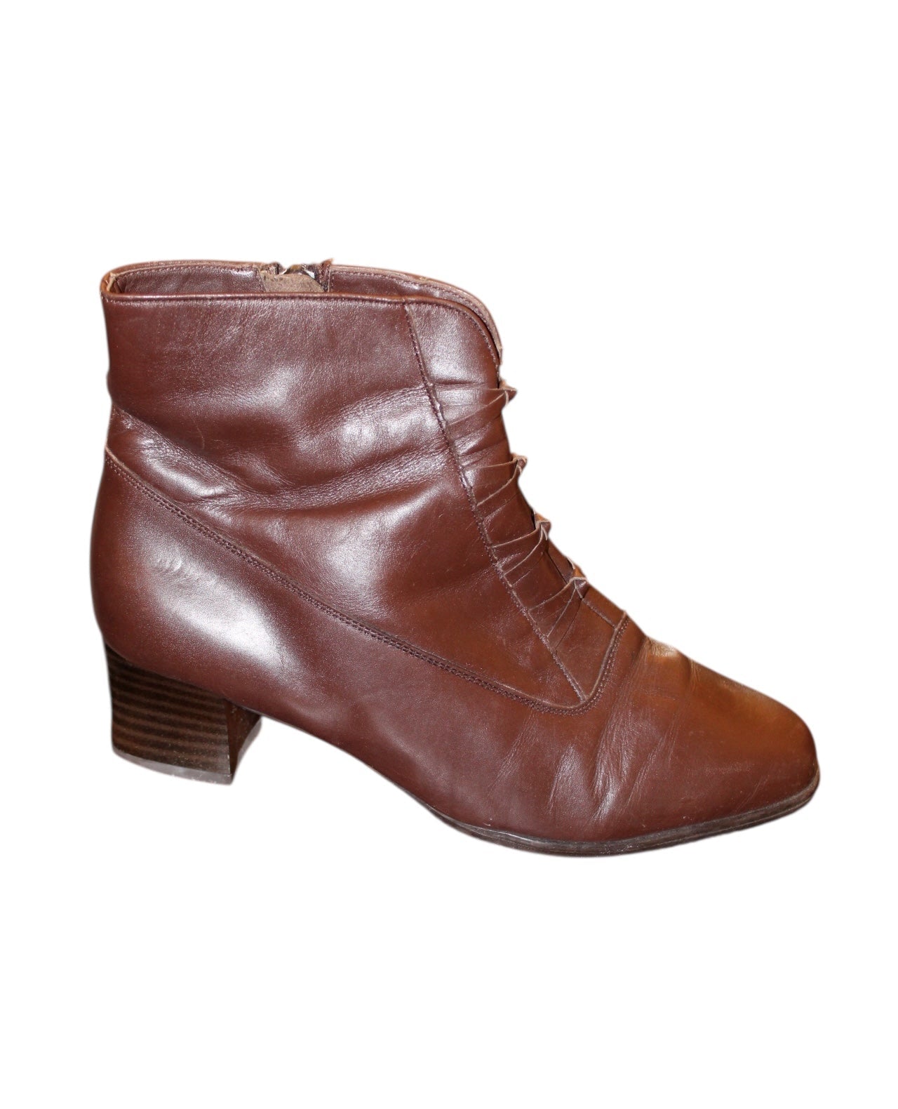 Brown Leather Wedge Boots (Size 5.5)