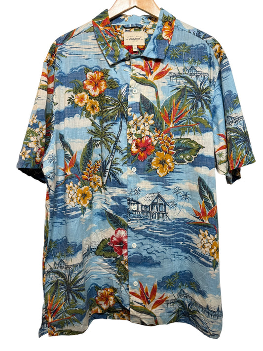 Red Head Mens Blue Hawaiin Shirt (Size XL)