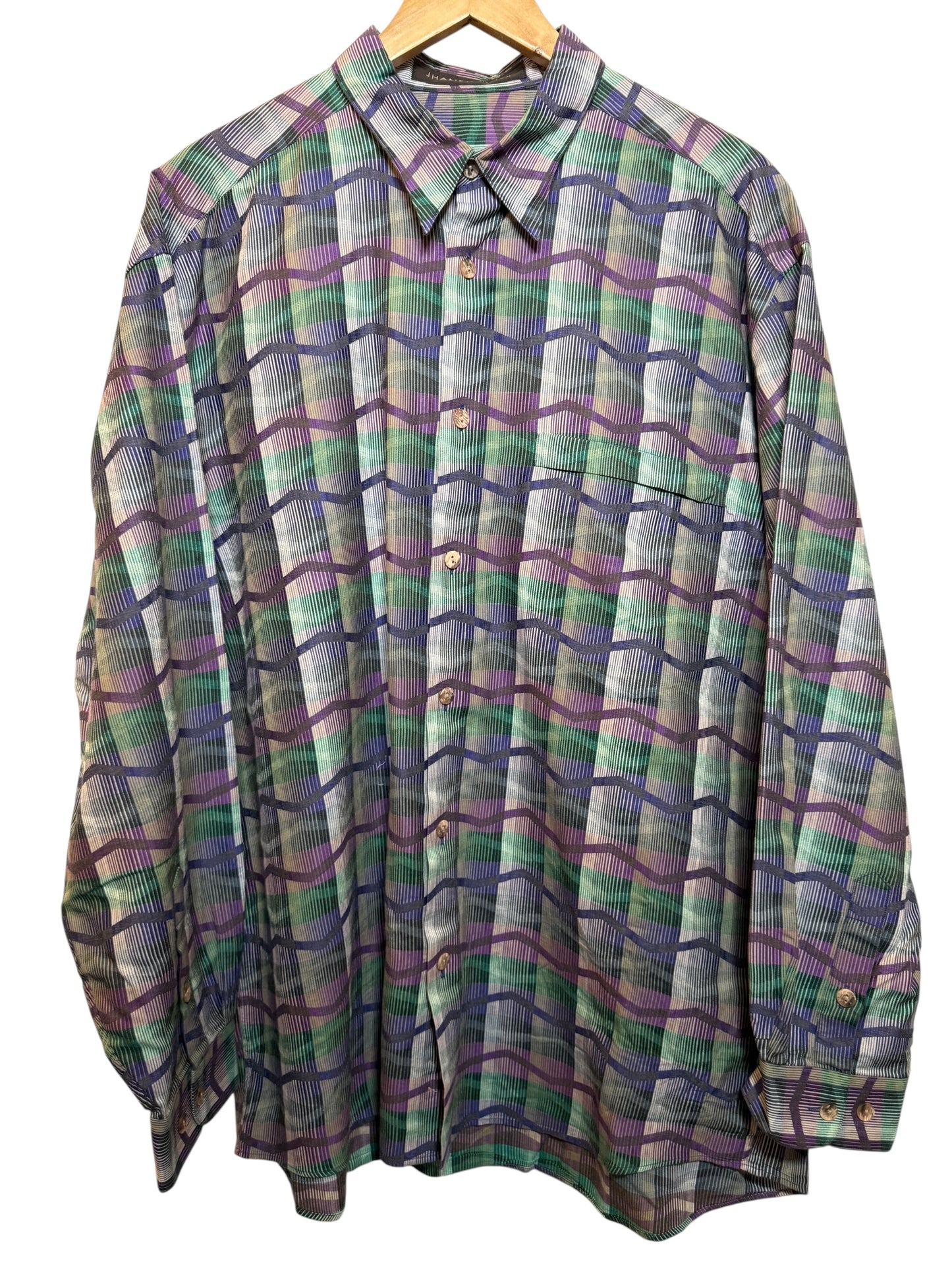 Jhane Barnes Mens Blue Long Sleeve Shirt (Size XL)