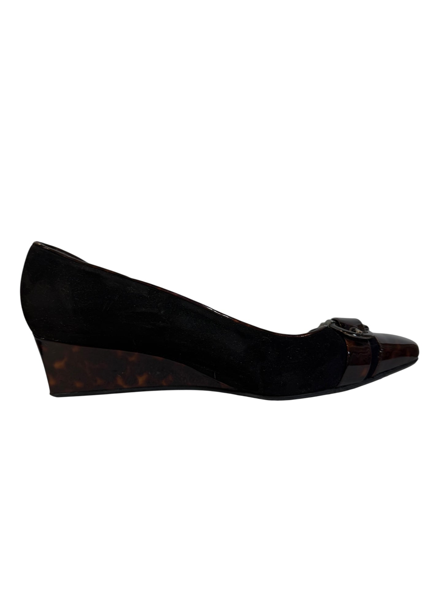 Stuart Weitzman For Russell And Bromley Black Low Wedge Suede Shoes (Size 8)