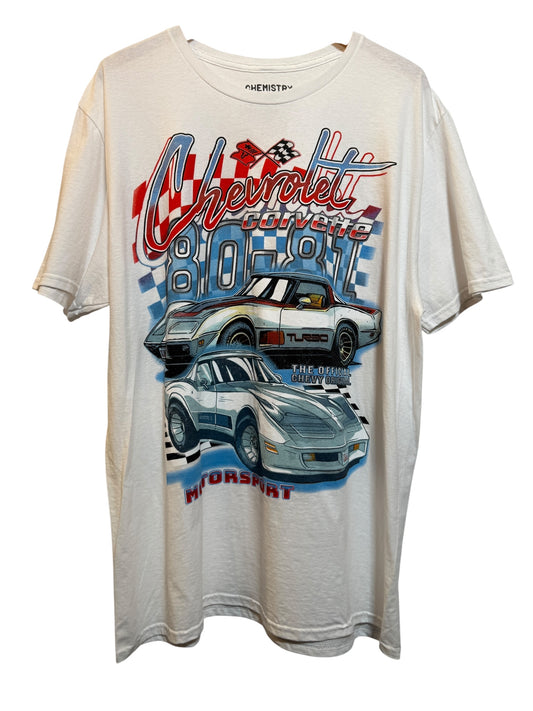 Corvette Mens White T Shirt (Size XL)