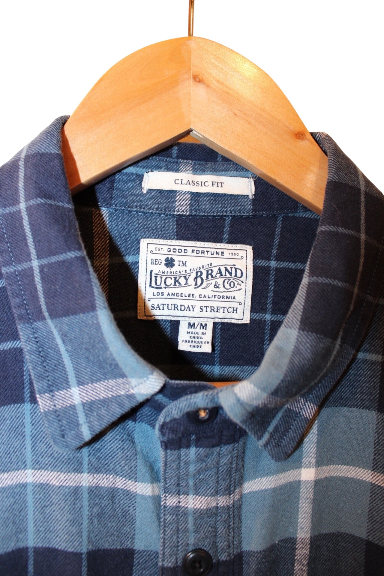 Lucky Brand & Co. Mens Blue Plaid Flannel Shirt (Size M)