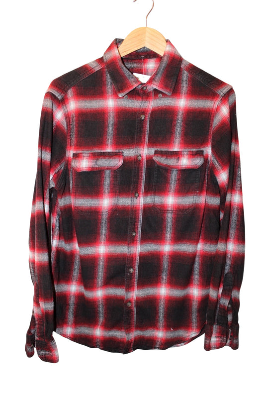 Plaid Red Mens Flannel Shirt (Size M)