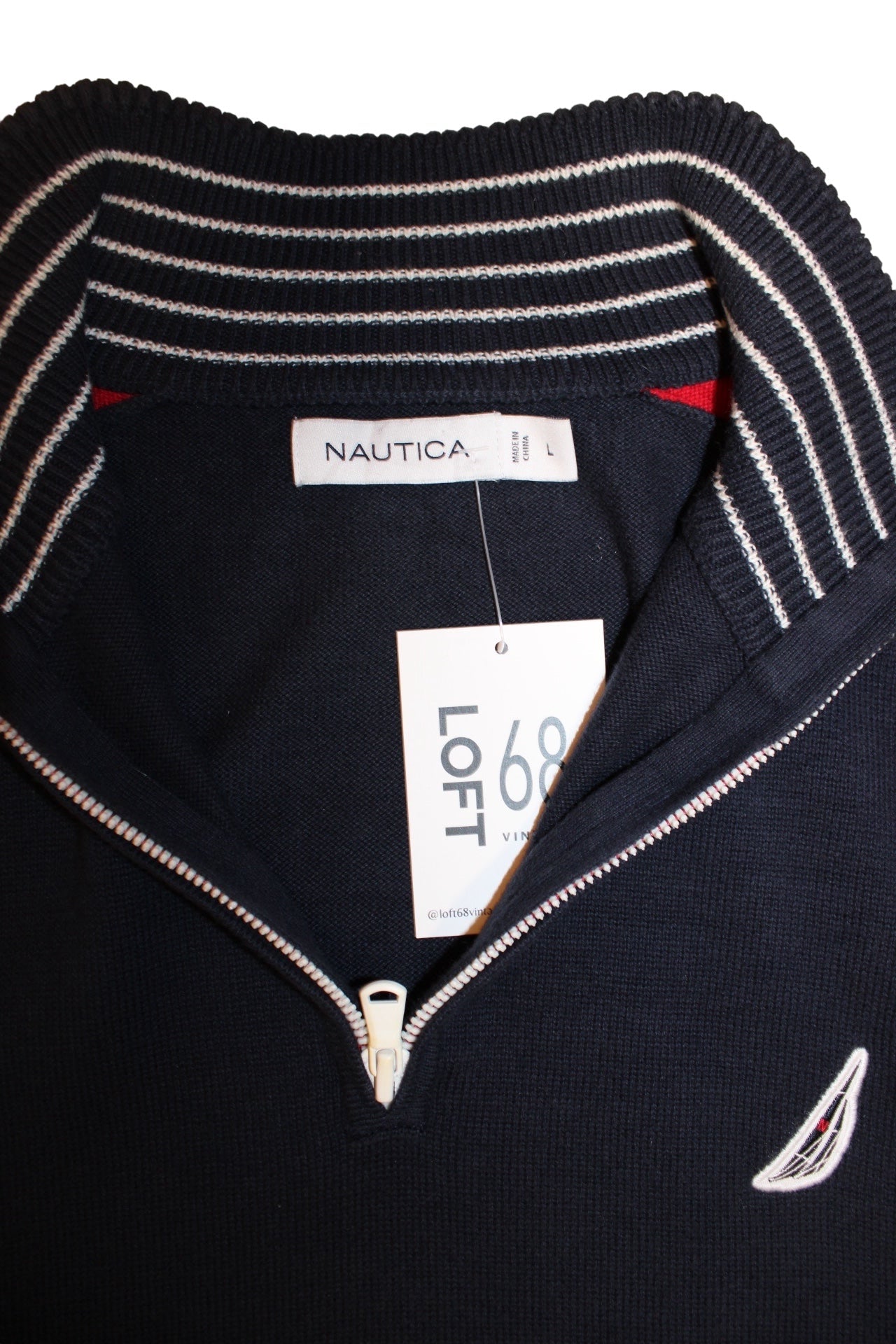 Nautica Mens Navy Quarter Zip (Size L)